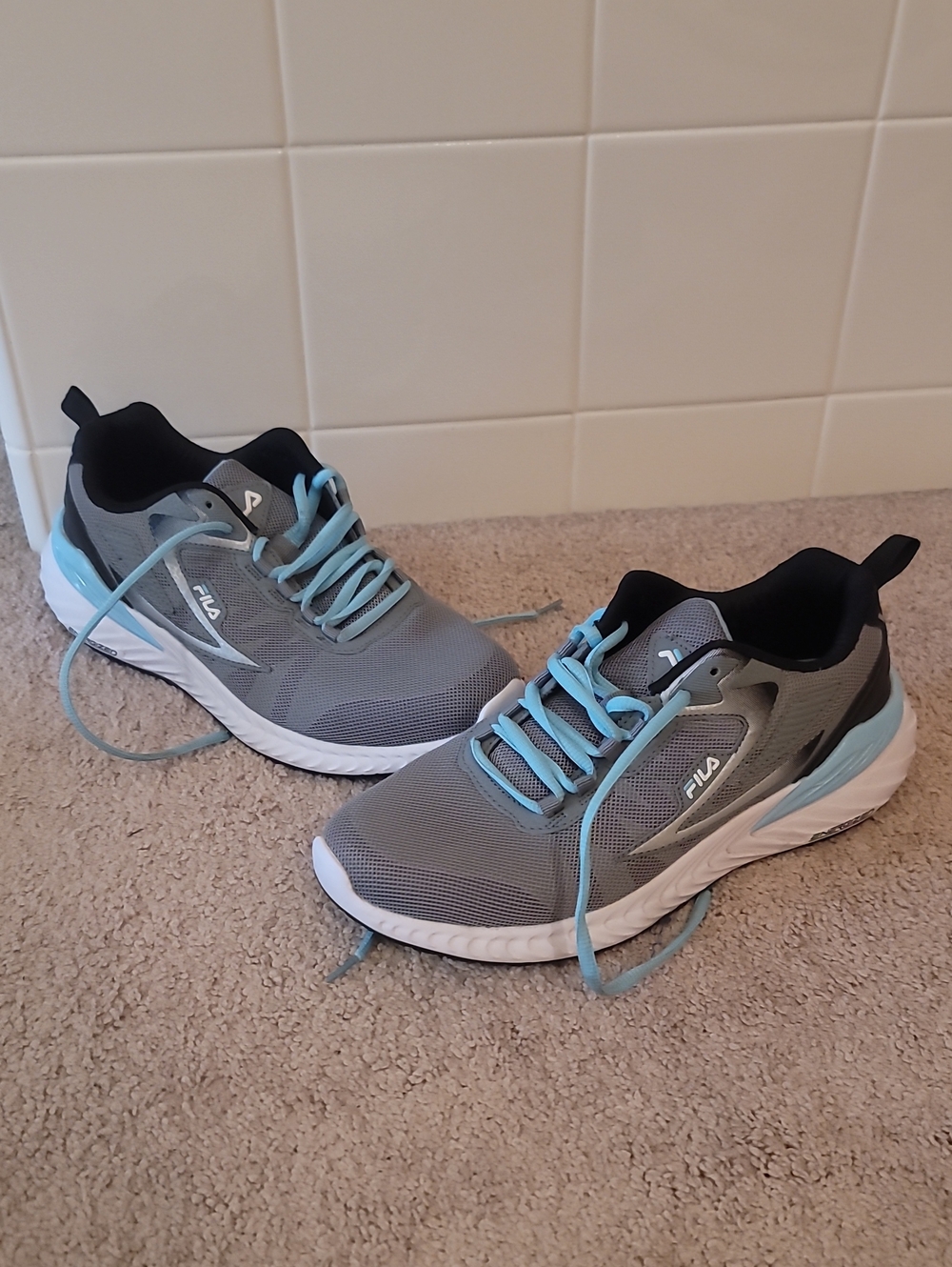 FILA Gray and Light Blue Mesh Training Sneakers